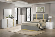 Ines 56-inch Fabric Upholstered Queen Panel Bed Grey - 223091GRYQ