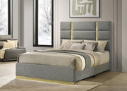 Ines 56-inch Fabric Upholstered Queen Panel Bed Grey - 223091GRYQ