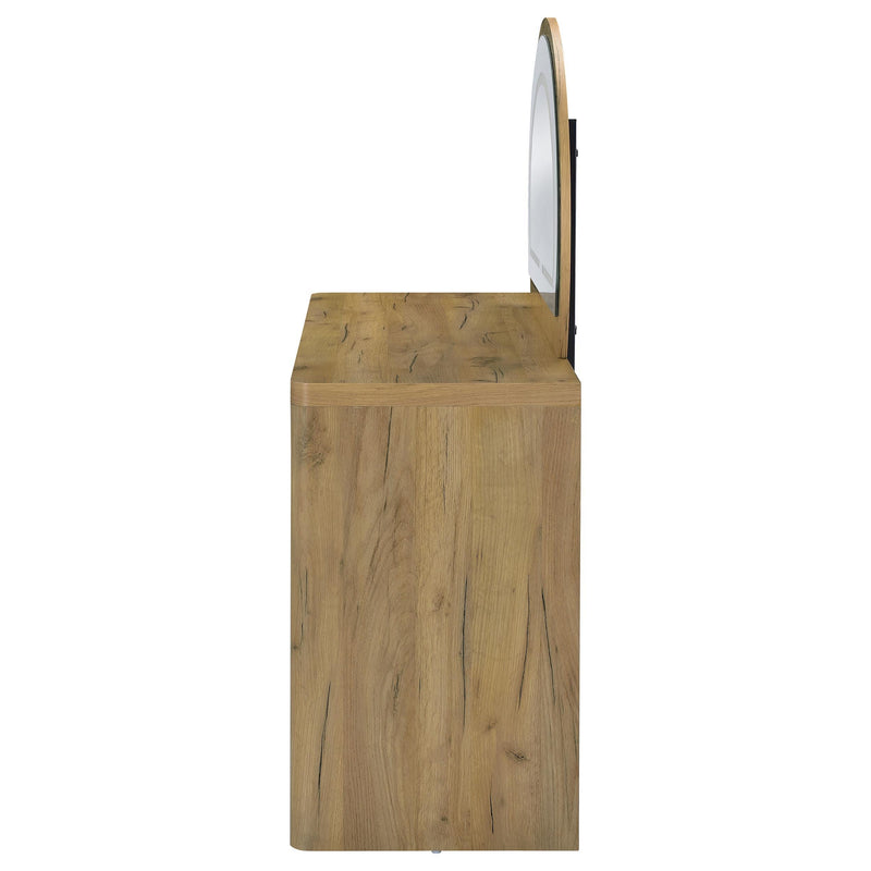 Irwin Vanity Table with LED Mirror and Storage Rustic Oak - 935790