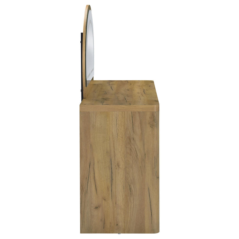Irwin Vanity Table with LED Mirror and Storage Rustic Oak - 935790