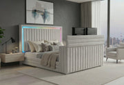 Elias Grey Queen Bed With Immersive Sound Speaker, Led, Tv Lift & Fp - ELIAS-GREY-QB W/ IS LED TV LIFT FP