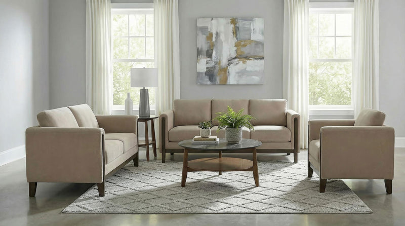 Islington Fabric Upholstered Panel Arm Accent Chair Taupe - 511103