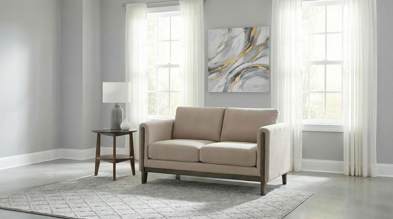 Islington Fabric Upholstered Panel Arm Loveseat Taupe - 511102