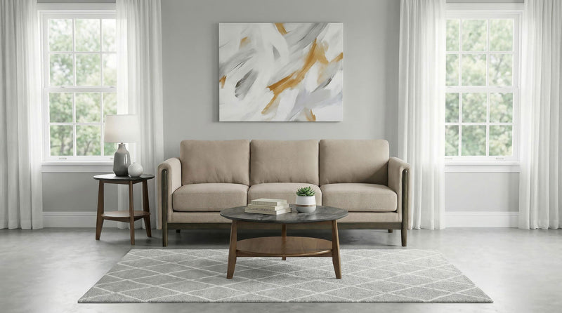 Islington Fabric Upholstered Panel Arm Sofa Taupe - 511101