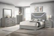 Ives 2-drawer Nightstand Bedside Table Grey High Gloss - 224972