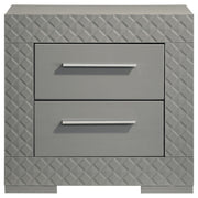 Ives 2-drawer Nightstand Bedside Table Grey High Gloss - 224972