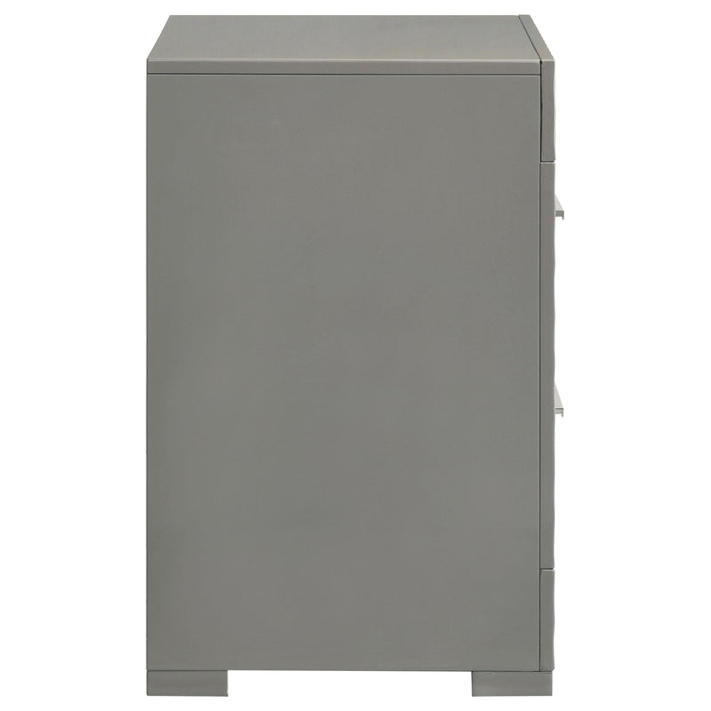Ives 2-drawer Nightstand Bedside Table Grey High Gloss - 224972