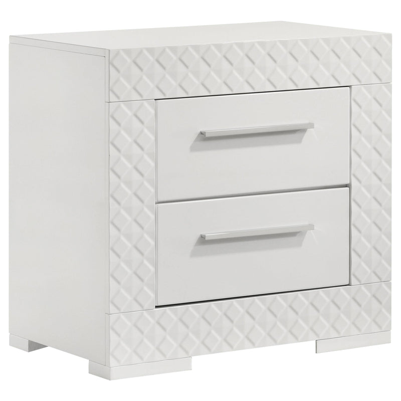 Ives 2-drawer Nightstand Bedside Table White High Gloss - 224942