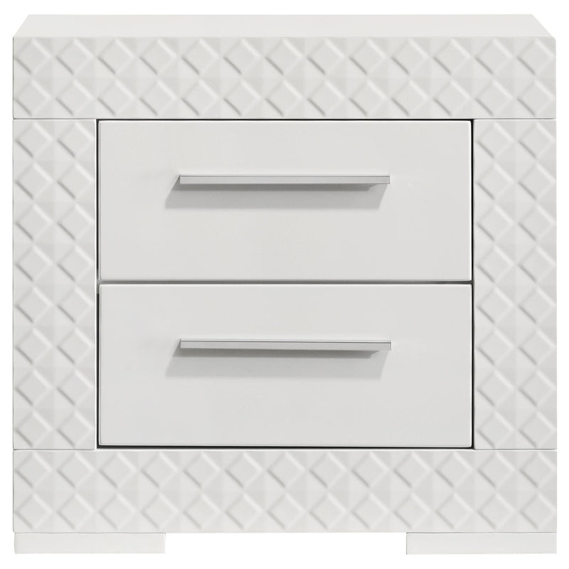Ives 2-drawer Nightstand Bedside Table White High Gloss - 224942