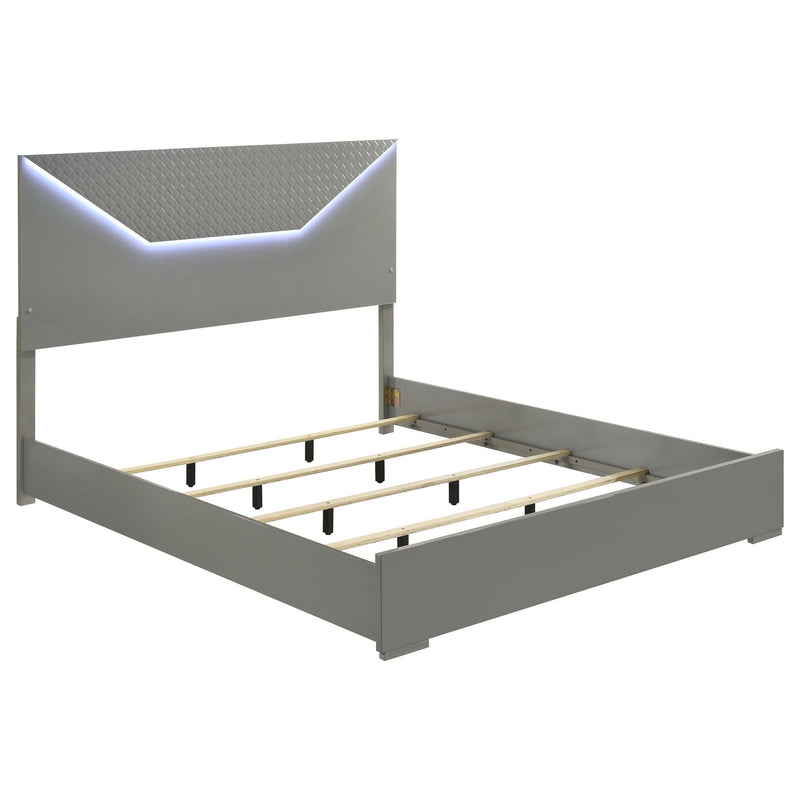 Ives 4-piece Eastern King Bedroom Set Grey High Gloss - 224971KE-S4