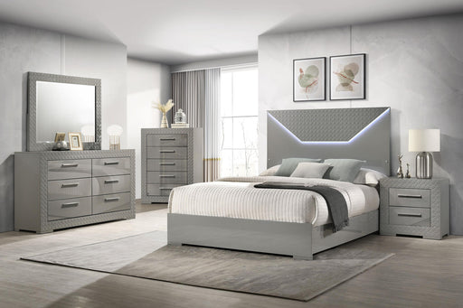 Ives 5-piece Eastern King Bedroom Set Grey High Gloss - 224971KE-S5