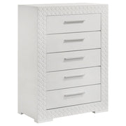 Ives 5-piece Eastern King Bedroom Set White High Gloss - 224941KE-S5