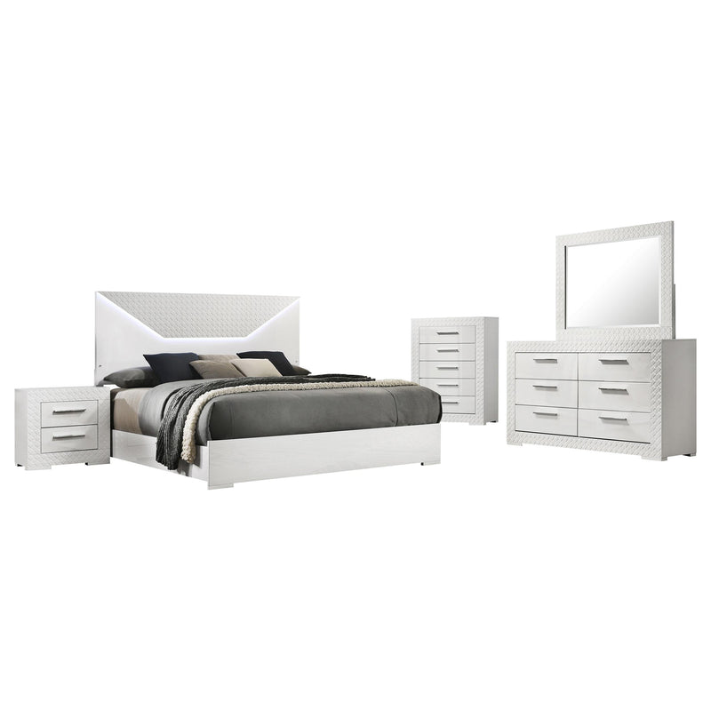 Ives 5-piece Eastern King Bedroom Set White High Gloss - 224941KE-S5