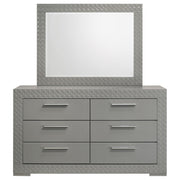 Ives 6-drawer Dresser and Mirror Grey High Gloss - 224973M