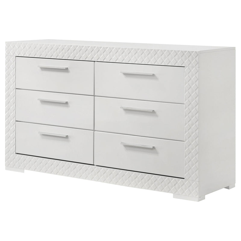 Ives 6-drawer Dresser Cabinet White High Gloss - 224943
