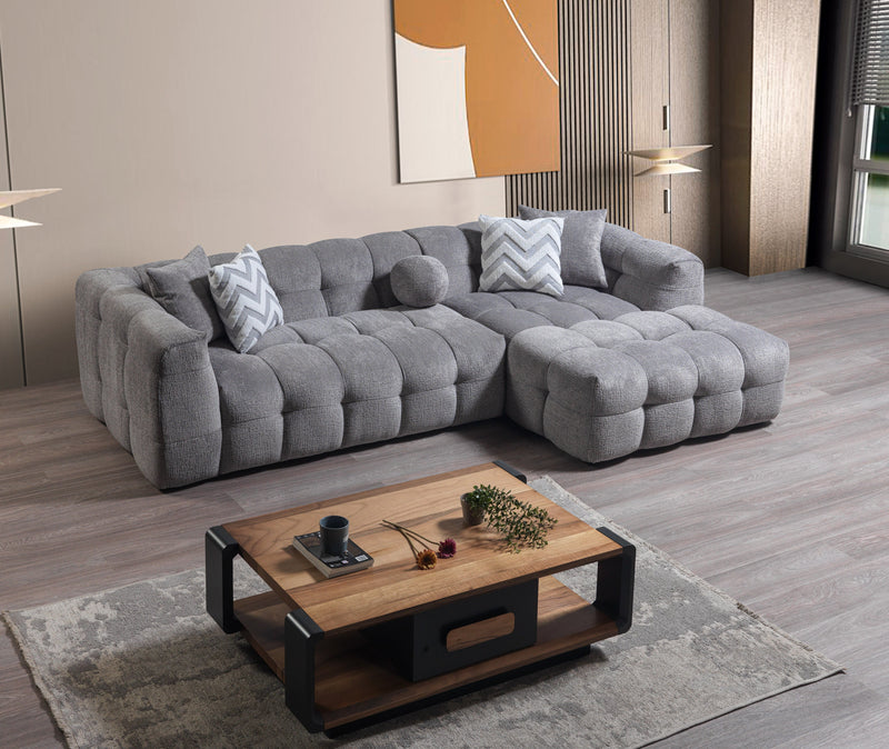 Ivy Gray Boucle RAF Sectional - DMV FurnitureSectional