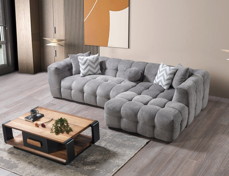 Ivy Gray Boucle RAF Sectional - DMV FurnitureSectional