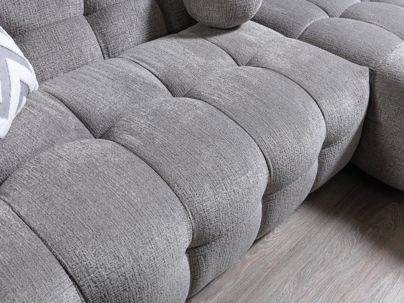 Ivy Gray Boucle RAF Sectional - DMV FurnitureSectional