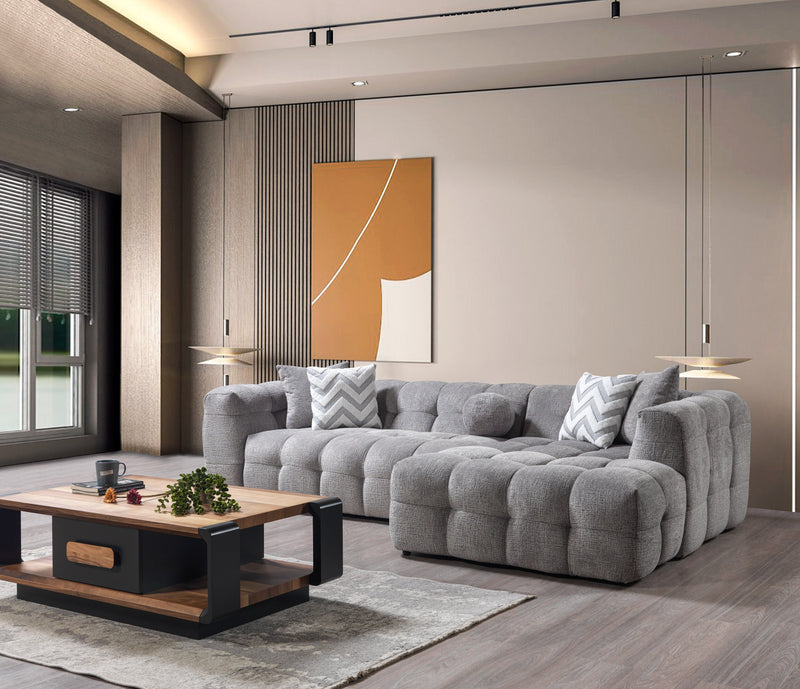 Ivy Gray Boucle RAF Sectional - DMV FurnitureSectional