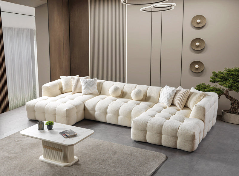 Ivy Ivory Boucle Double Chaise 146" Sectional - IVYIVR-USEC