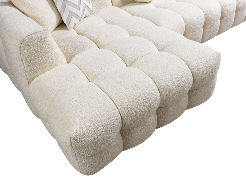 Ivy Ivory Boucle LAF 110" Sectional - IVYIVORY-LSEC