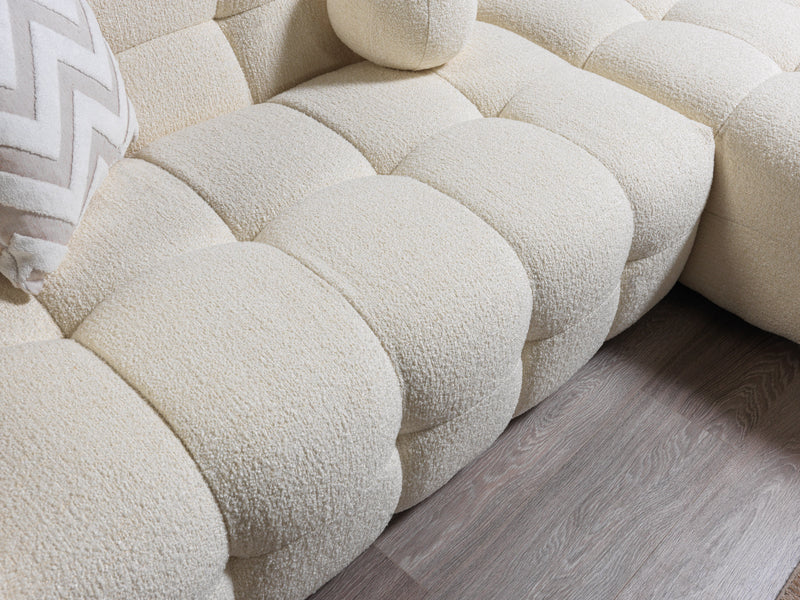Ivy Ivory Boucle RAF Sectional - DMV FurnitureSectional