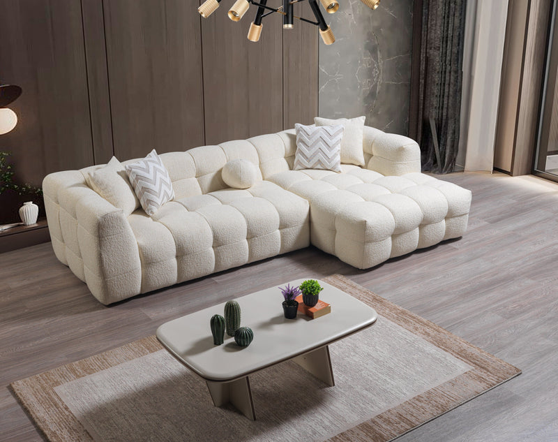 Ivy Ivory Boucle RAF Sectional - DMV FurnitureSectional
