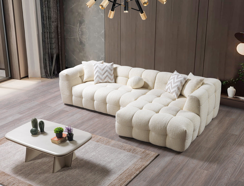 Ivy Ivory Boucle RAF Sectional - DMV FurnitureSectional