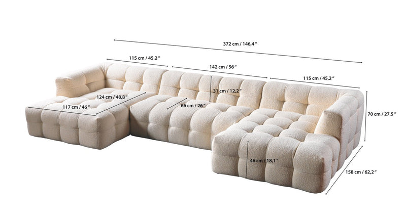 Ivy Sand Boucle Double Chaise 146" Sectional - IVYSAND-USEC