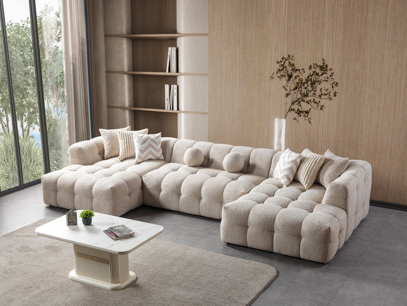 Ivy Sand Boucle Double Chaise 146" Sectional - IVYSAND-USEC