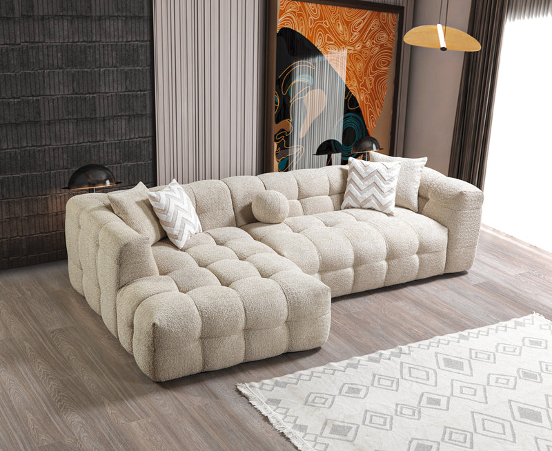 Ivy Sand Boucle LAF 110" Sectional - DMV FurnitureSectional