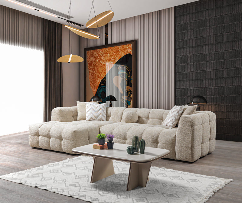 Ivy Sand Boucle LAF 110" Sectional - DMV FurnitureSectional