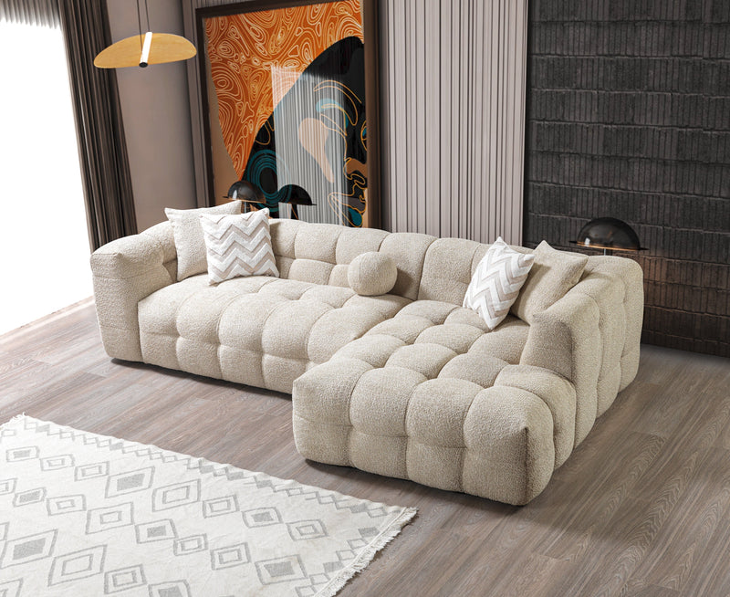 Ivy Sand Boucle RAF 110" Sectional - DMV FurnitureSectional