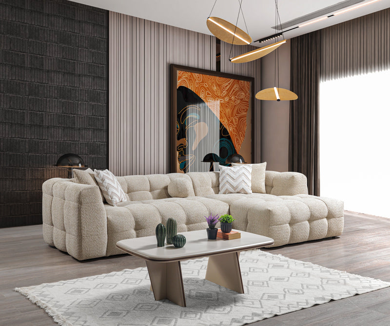 Ivy Sand Boucle RAF 110" Sectional - DMV FurnitureSectional