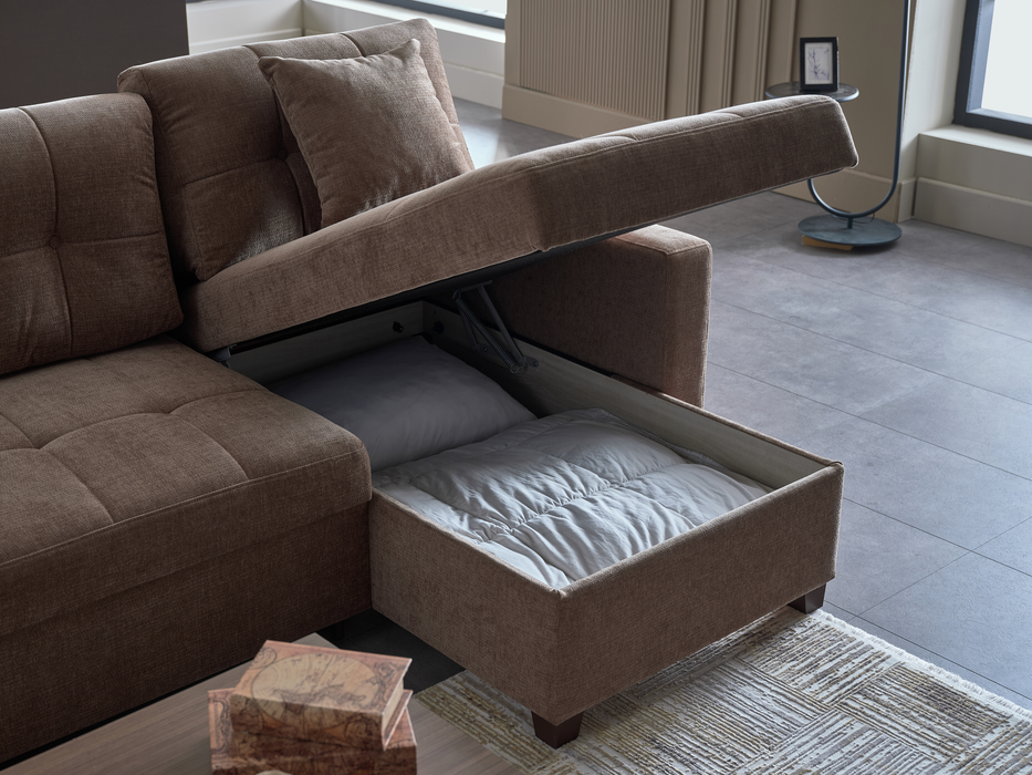Ivy 102" Reversible Chase Queen Sleeper Sectional - Brown