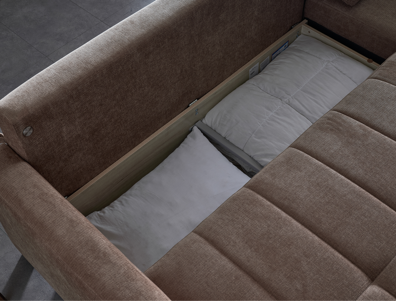 Ivy 102" Reversible Chase Queen Sleeper Sectional - Brown