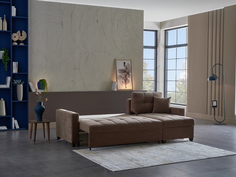 Ivy 102" Reversible Chase Queen Sleeper Sectional - Brown