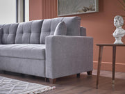 Ivy Sectional (Koopsi Basic Gray110) Brown Legs - DMV FurnitureSleeper Sectional