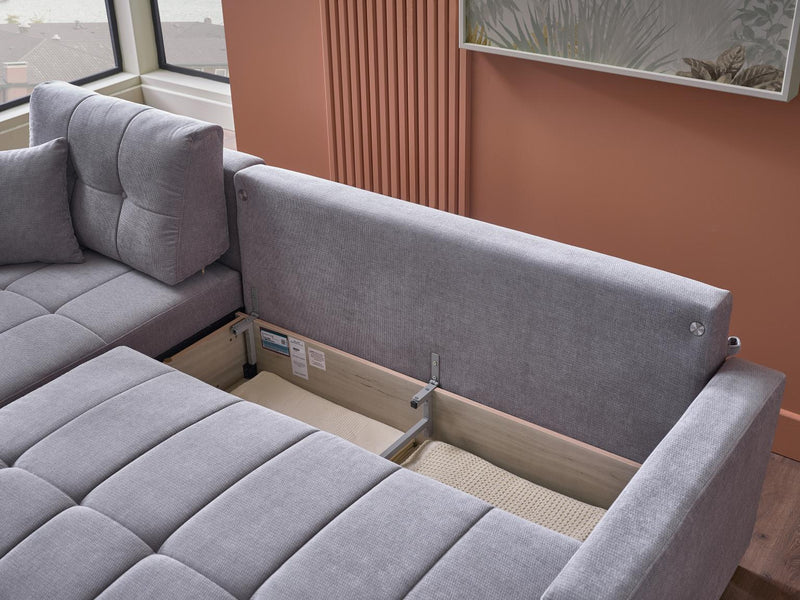 Ivy Sectional (Koopsi Basic Gray110) Brown Legs - DMV FurnitureSleeper Sectional