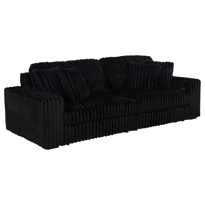 Jacana Corduroy Upholstered Dual Power Chaise Sofa Black - 600537P