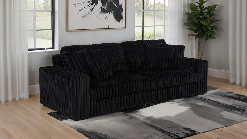 Jacana Corduroy Upholstered Dual Power Chaise Sofa Black - 600537P