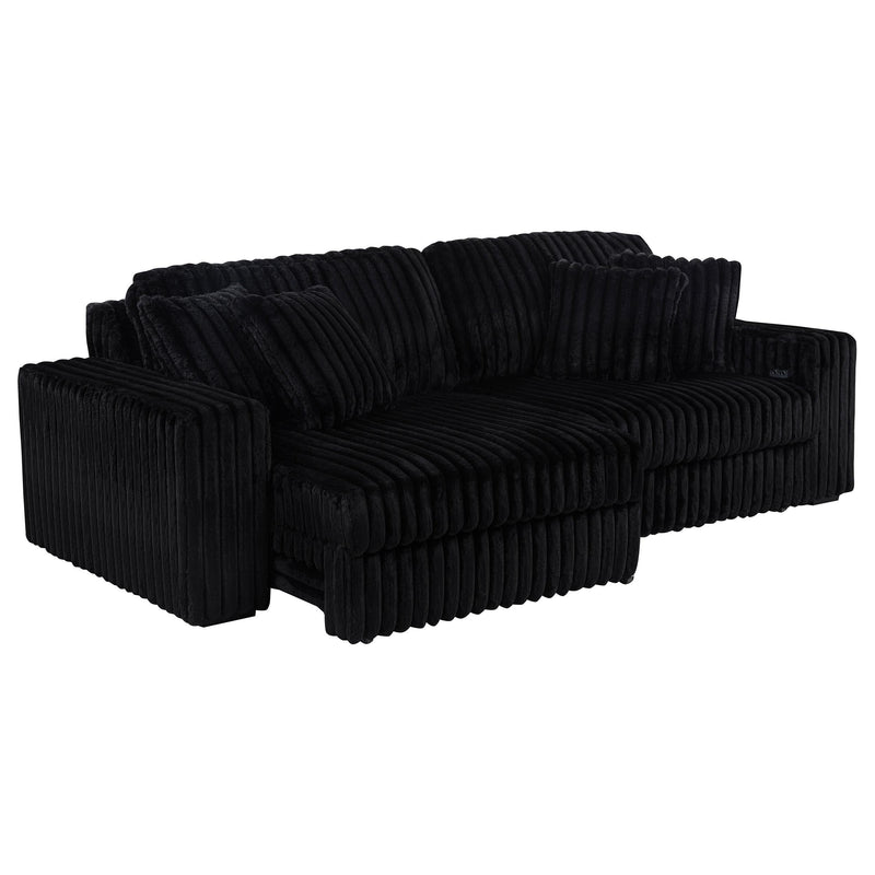 Jacana Corduroy Upholstered Dual Power Chaise Sofa Black - 600537P