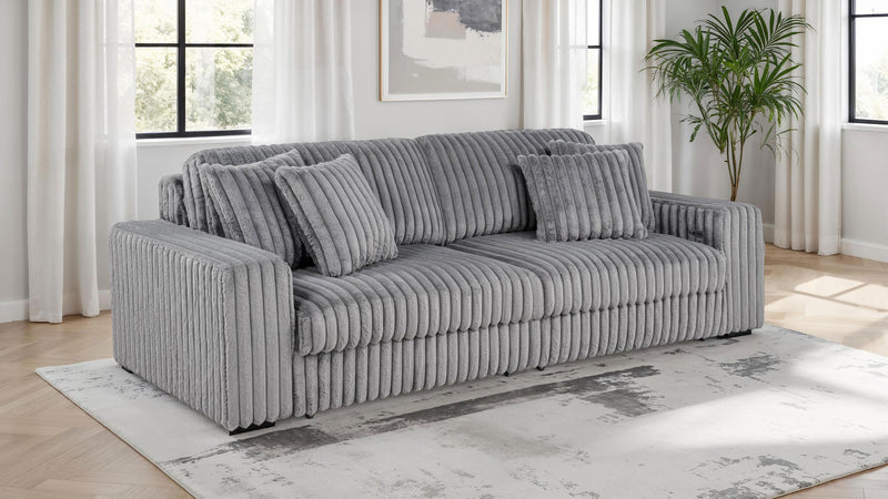 Jacana Corduroy Upholstered Dual Power Chaise Sofa Grey - 600536P