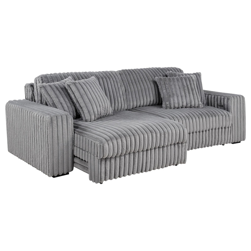 Jacana Corduroy Upholstered Dual Power Chaise Sofa Grey - 600536P