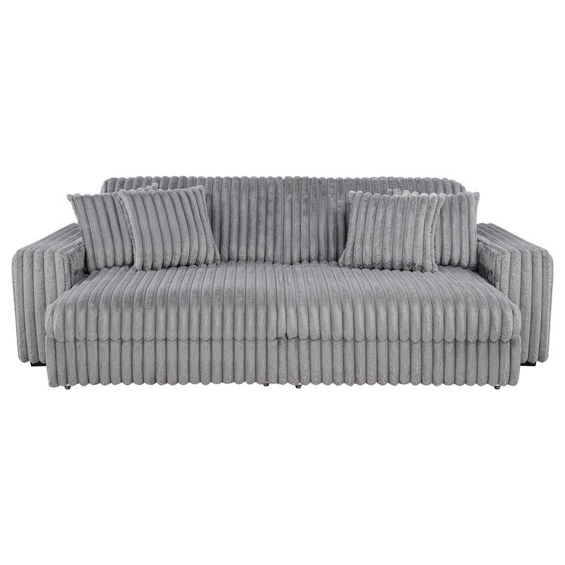 Jacana Corduroy Upholstered Dual Power Chaise Sofa Grey - 600536P