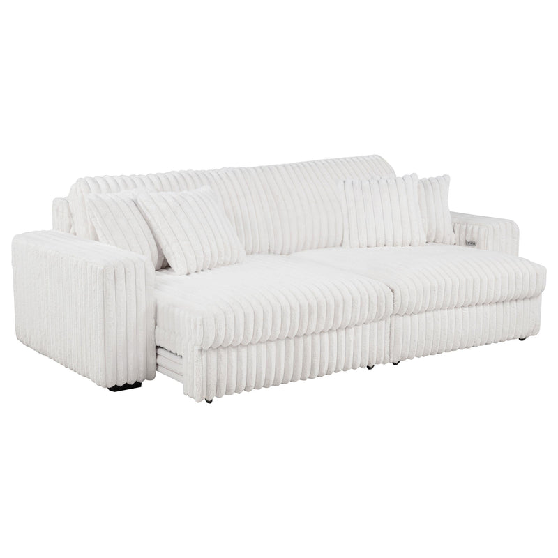 Jacana Corduroy Upholstered Dual Power Chaise Sofa Ivory - 600535P
