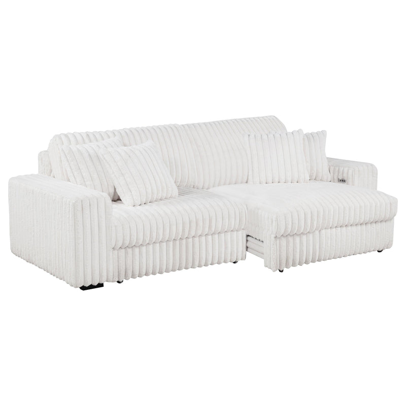 Jacana Corduroy Upholstered Dual Power Chaise Sofa Ivory - 600535P