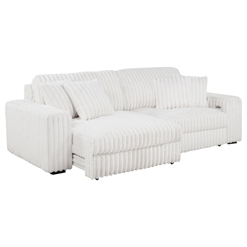 Jacana Corduroy Upholstered Dual Power Chaise Sofa Ivory - 600535P