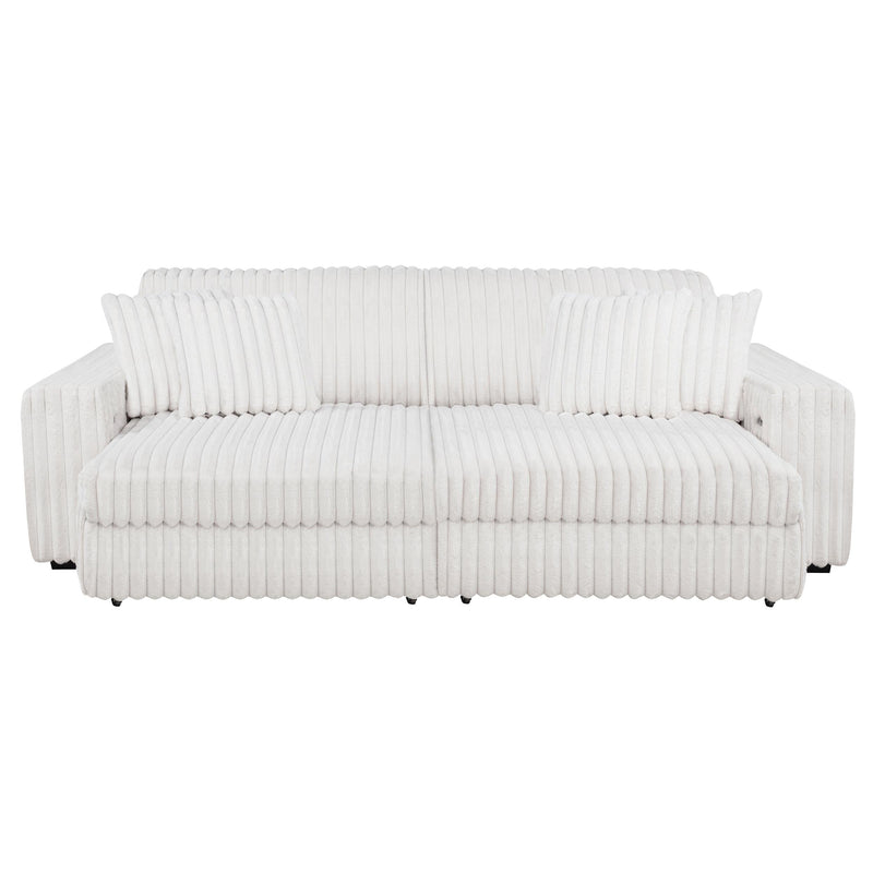 Jacana Corduroy Upholstered Dual Power Chaise Sofa Ivory - 600535P