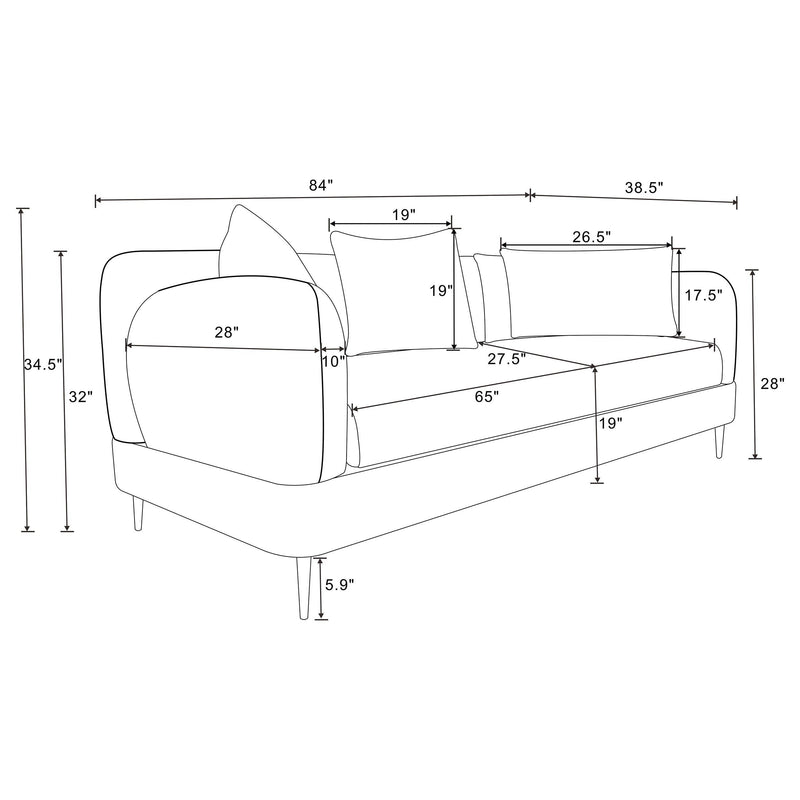 Jade Chenille Upholstered Modern Track Arm Sofa Green - 509131